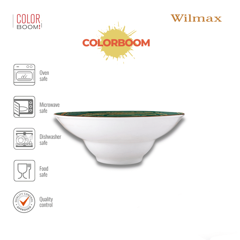 Talerz głęboki zielony porcelanowy 22.5 cm 1100 ml WL-669523/A
