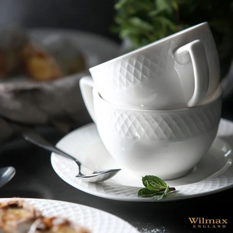 Filiżanka i spodek do cappuccino 170 ml biały porcelanowa WL-880101402/AB