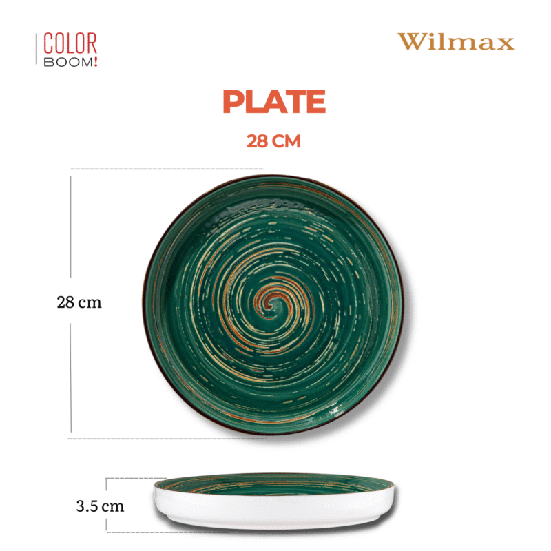 Talerz z wysokim rantem zielony porcelanowy 28 cm WL-669520/A