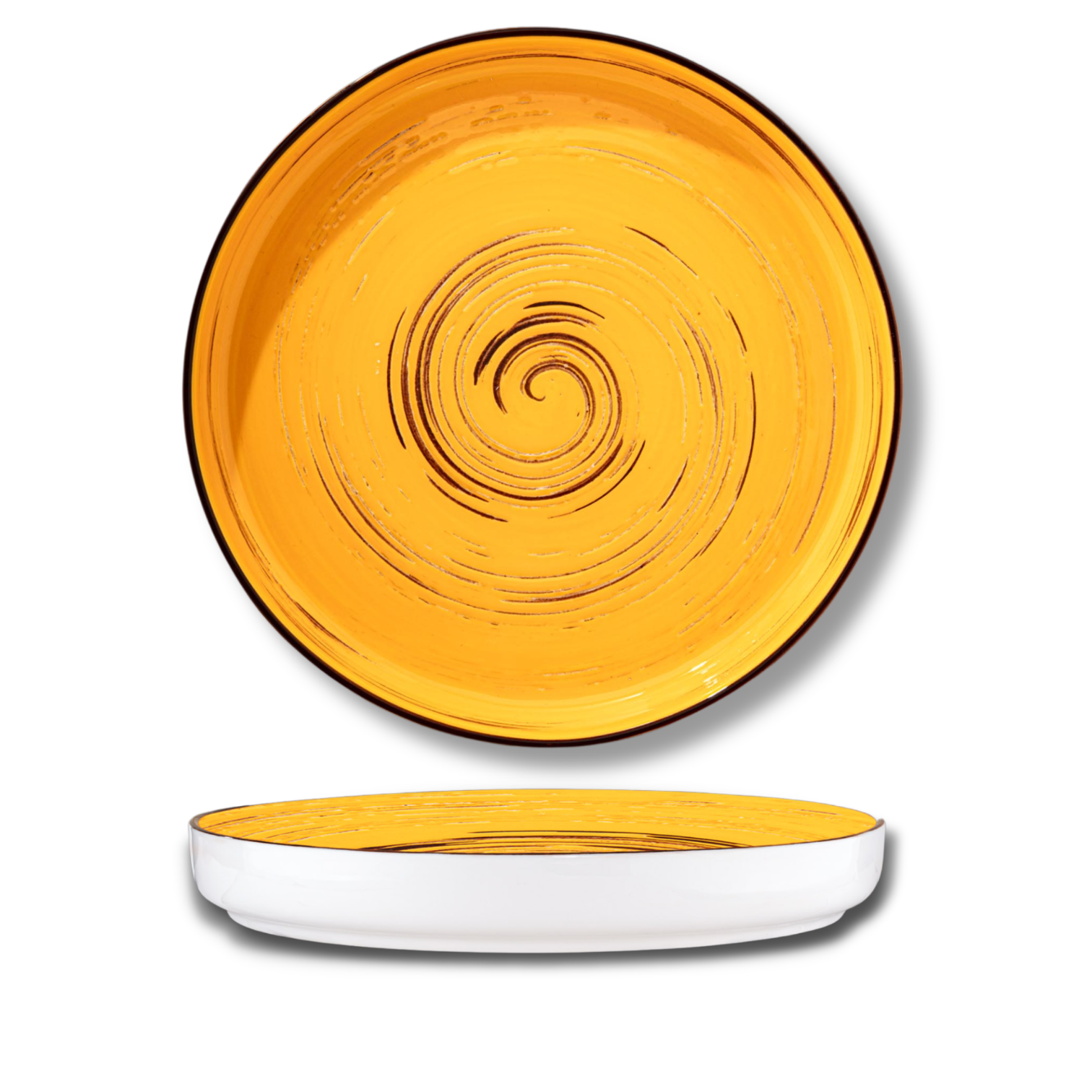 Plate with high rim yellow porcelain 28 cm WL-669420/A