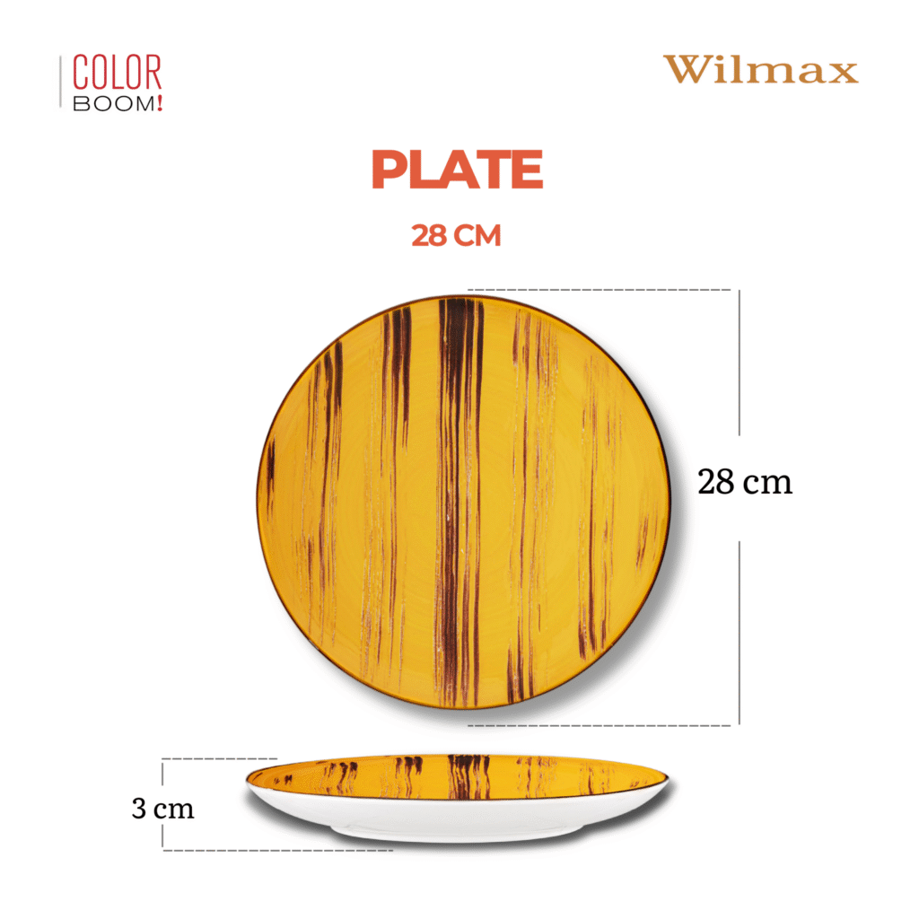Talerz obiadowy żółty porcelanowy 28 cm WL-668416/A