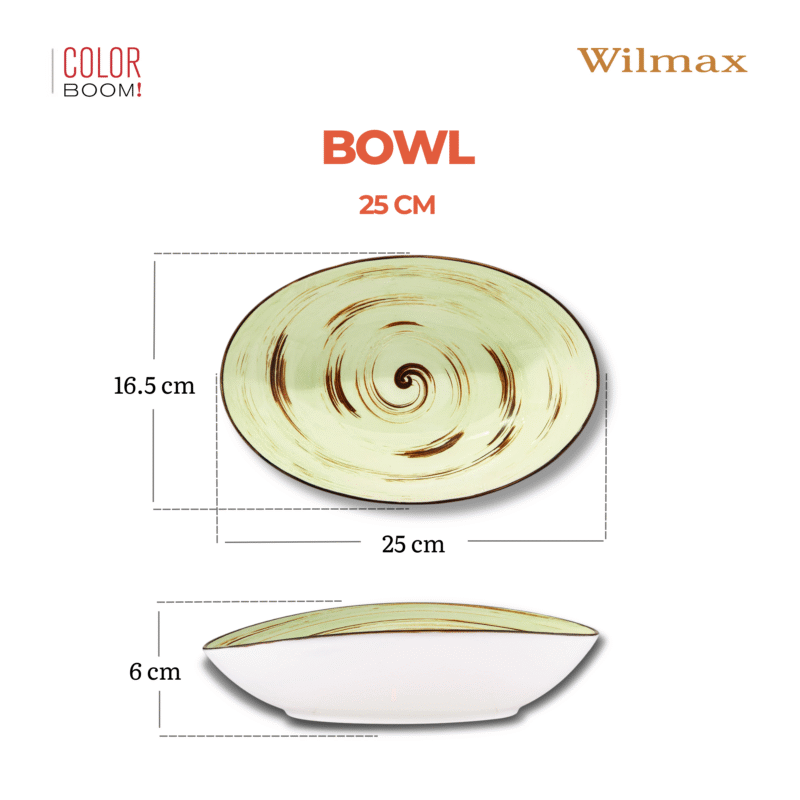 Misa sałatkowa pistacjowa porcelanowa owalna 25x16,5 cm WL-669140/A
