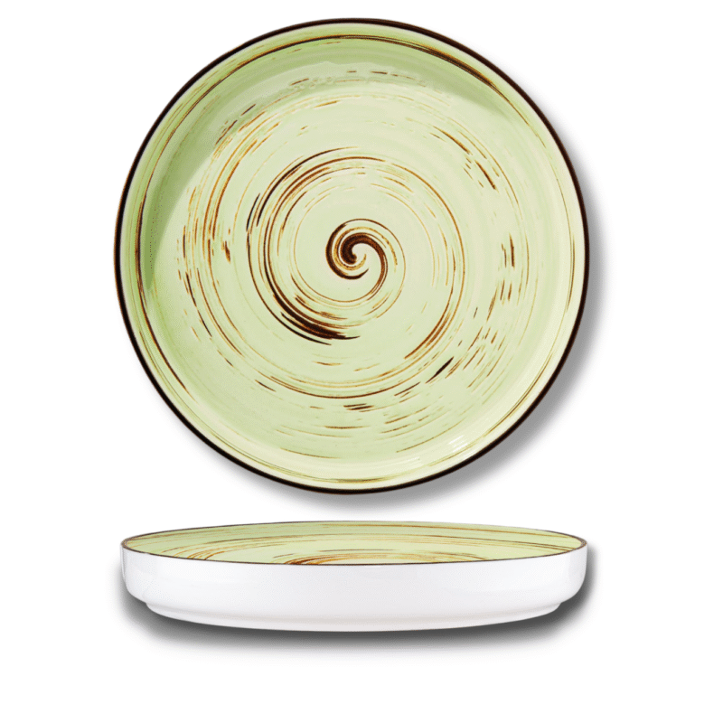 Plate with high rim pistachio porcelain 28 cm WL-669120/A