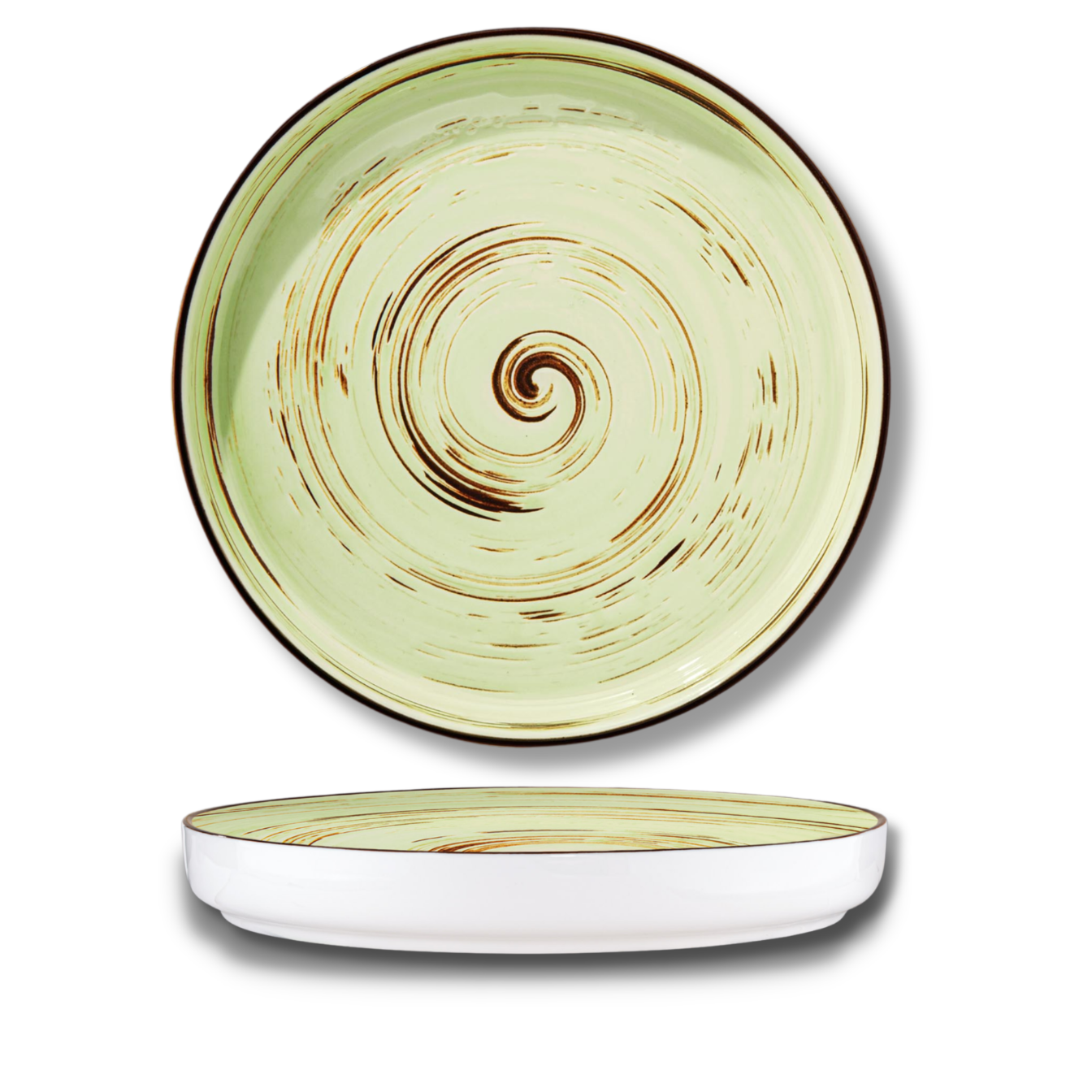 Plate with high rim pistachio porcelain 28 cm WL-669120/A