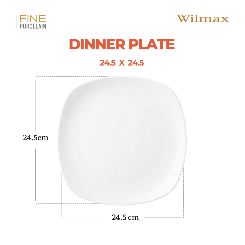 Talerz obiadowy 24,5x24,5 cm biały porcelanowy WL-991002/A