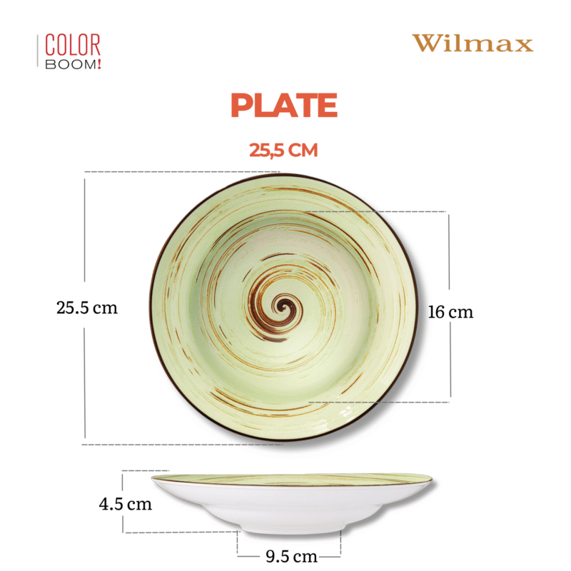Talerz głęboki pistacjowy porcelanowy 25.5 cm 350 ml WL-669127/A