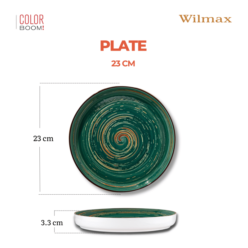 Talerz z wysokim rantem zielony porcelanowy 23 cm WL-669519/A