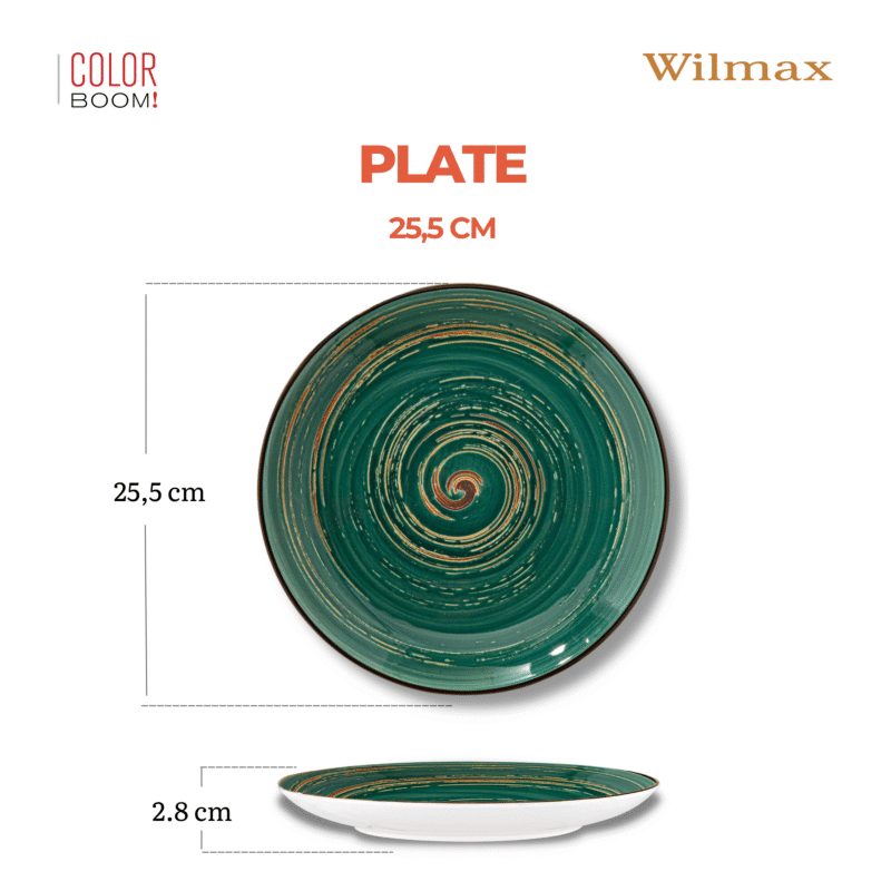 Talerz obiadowy zielony porcelanowy 25.5 cm WL-669514/A