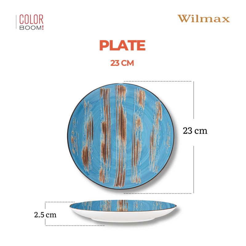 Talerz obiadowy niebieski porcelanowy 23 cm WL-668613/A