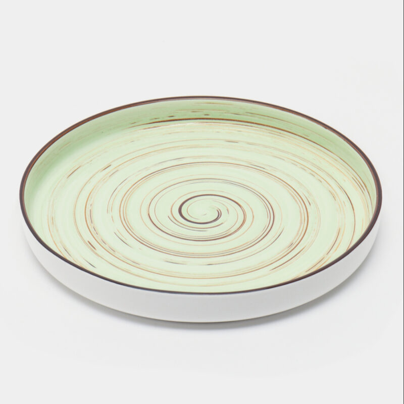 Talerz z wysokim rantem pistacjowy porcelanowy 23 cm WL-669119/A