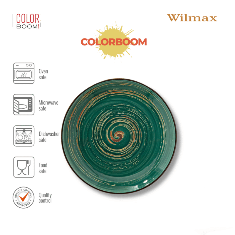 Talerz obiadowy zielony porcelanowy 25.5 cm WL-669514/A