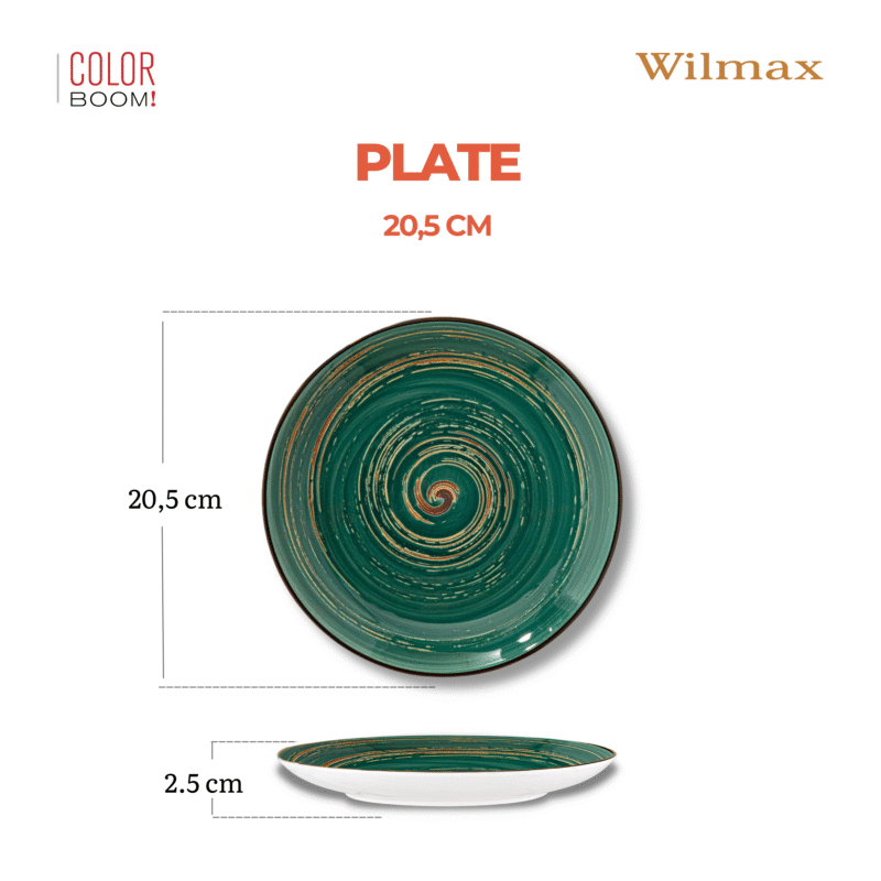 Talerz deserowy zielony porcelanowy 20.5 cm WL-669512/A