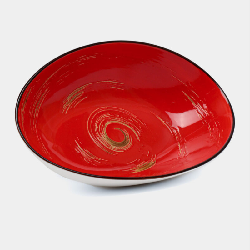 Misa sałatkowa owalna czerwona porcelanowa 30 cm WL-669241/A
