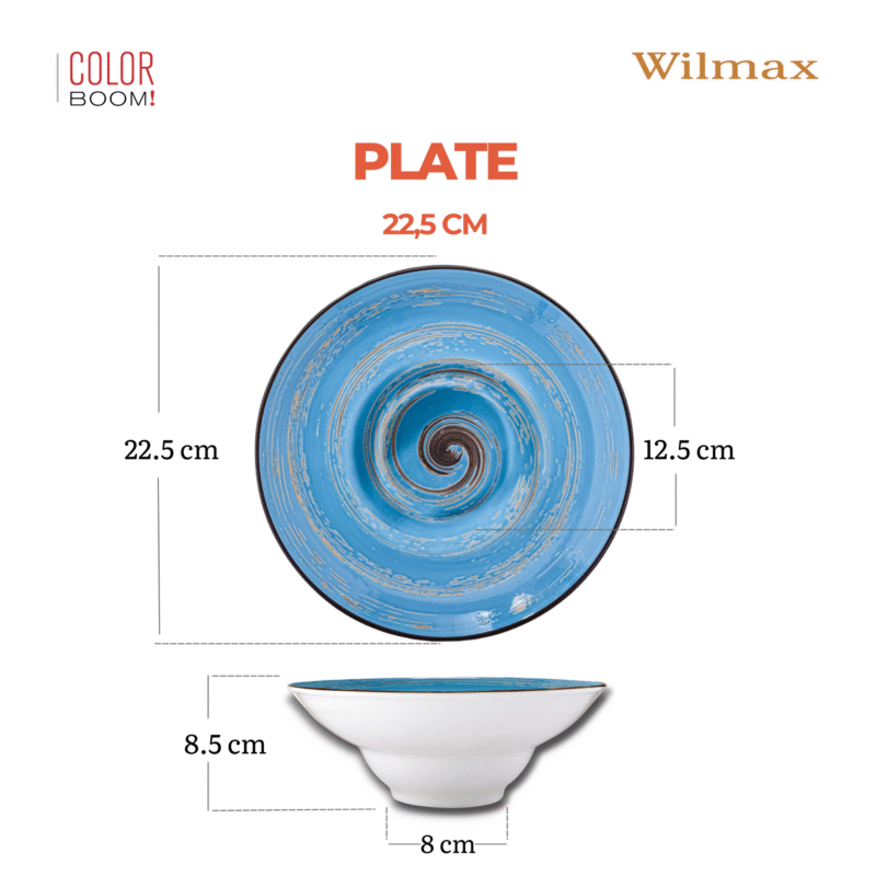 Talerz głęboki niebieski porcelanowy 22.5 cm 1100 ml WL-669623/A