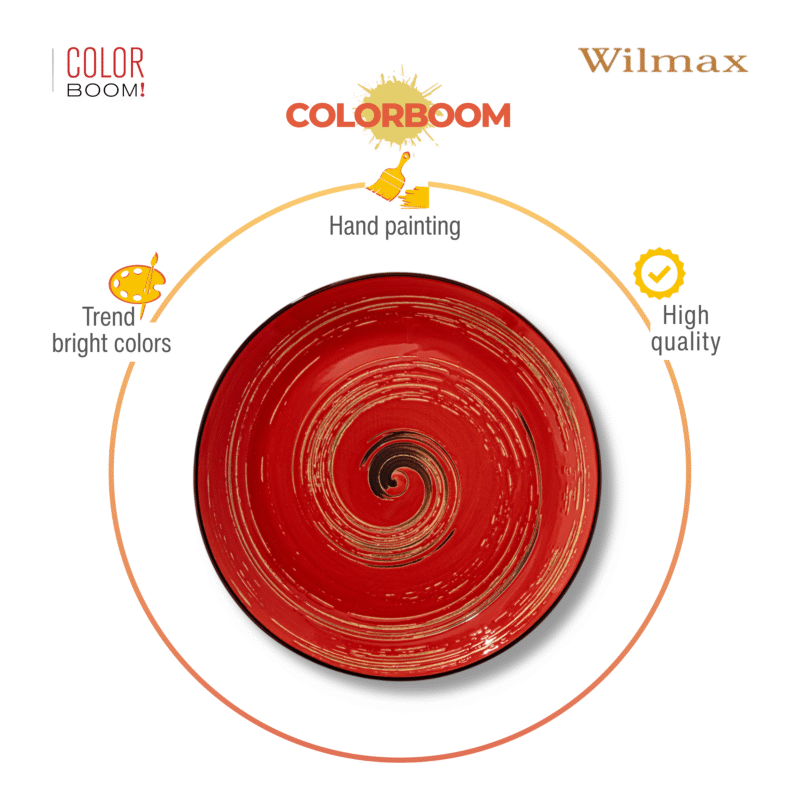 Talerz deserowy czerwony porcelanowy 20.5 cm WL-669212/A
