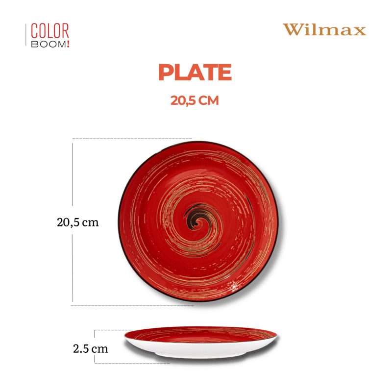 Talerz deserowy czerwony porcelanowy 20.5 cm WL-669212/A