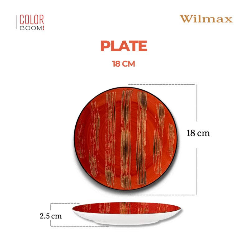 Talerz deserowy czerwony porcelanowy 18 cm WL-668211/A