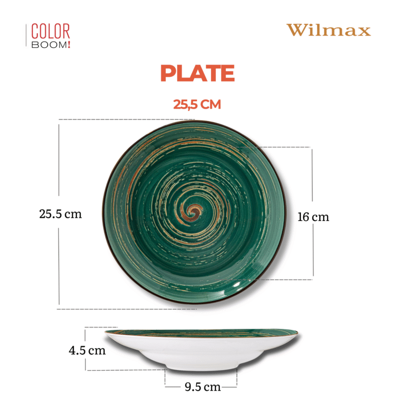 Talerz głęboki zielony porcelanowy 25.5 cm 350 ml WL-669527/A