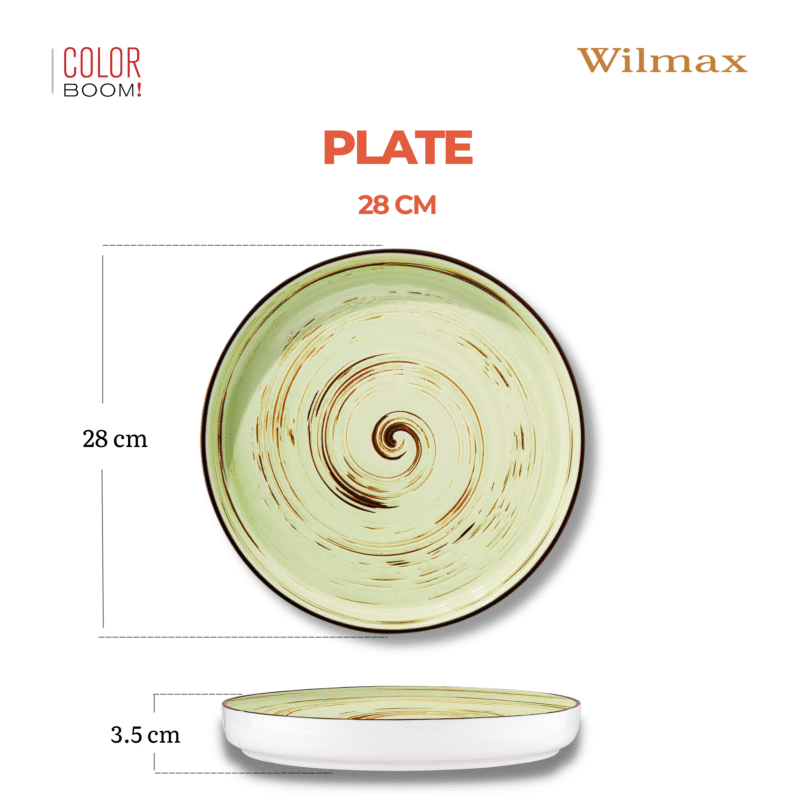 Talerz z wysokim rantem pistacjowy porcelanowy 28 cm WL-669120/A
