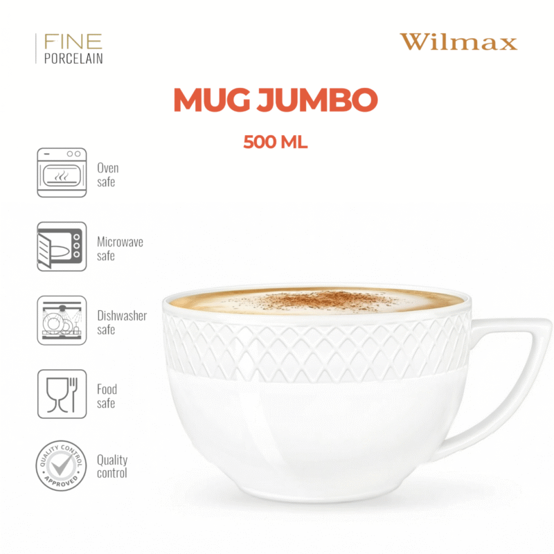 Kubek jumbo 500 ml biały porcelanowy WL-880101409/A