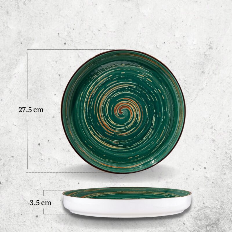 Talerz z wysokim rantem zielony porcelanowy 28 cm WL-669520/A