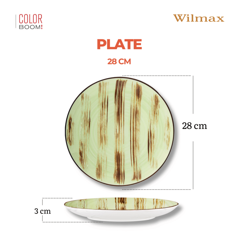 Talerz obiadowy pistacjowy porcelanowy 28 cm WL-668116/A