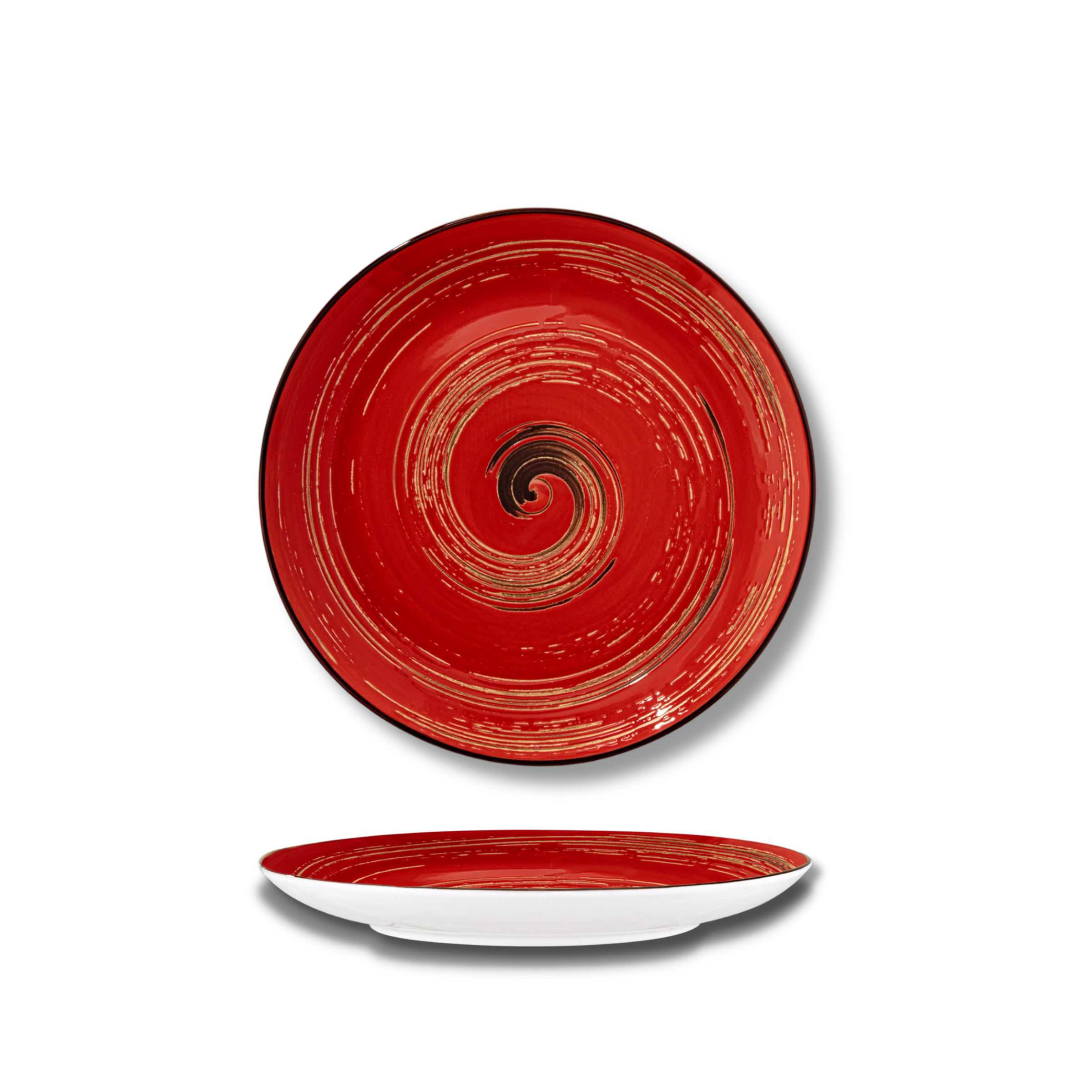 Talerz deserowy czerwony porcelanowy 20.5 cm WL-669212/A