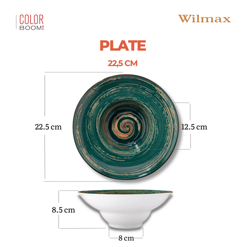 Talerz głęboki zielony porcelanowy 22.5 cm 1100 ml WL-669523/A