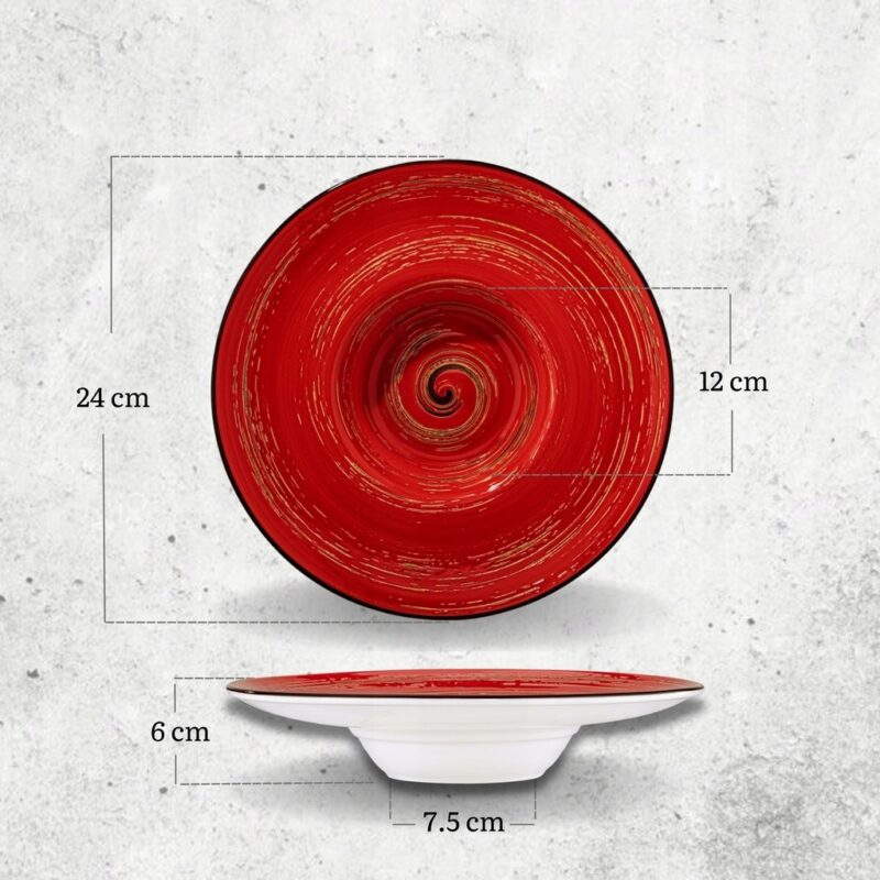 Talerz głęboki czerwony porcelanowy 24 cm 200 ml WL-669225/A