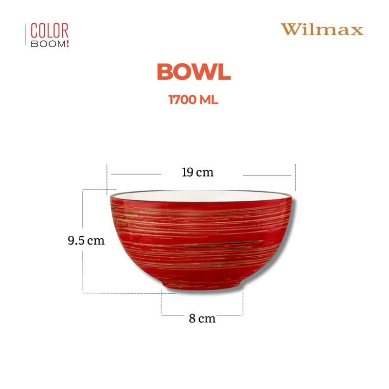 Misa sałatkowa czerwona porcelanowa 19 cm 1700 ml WL-669232/A
