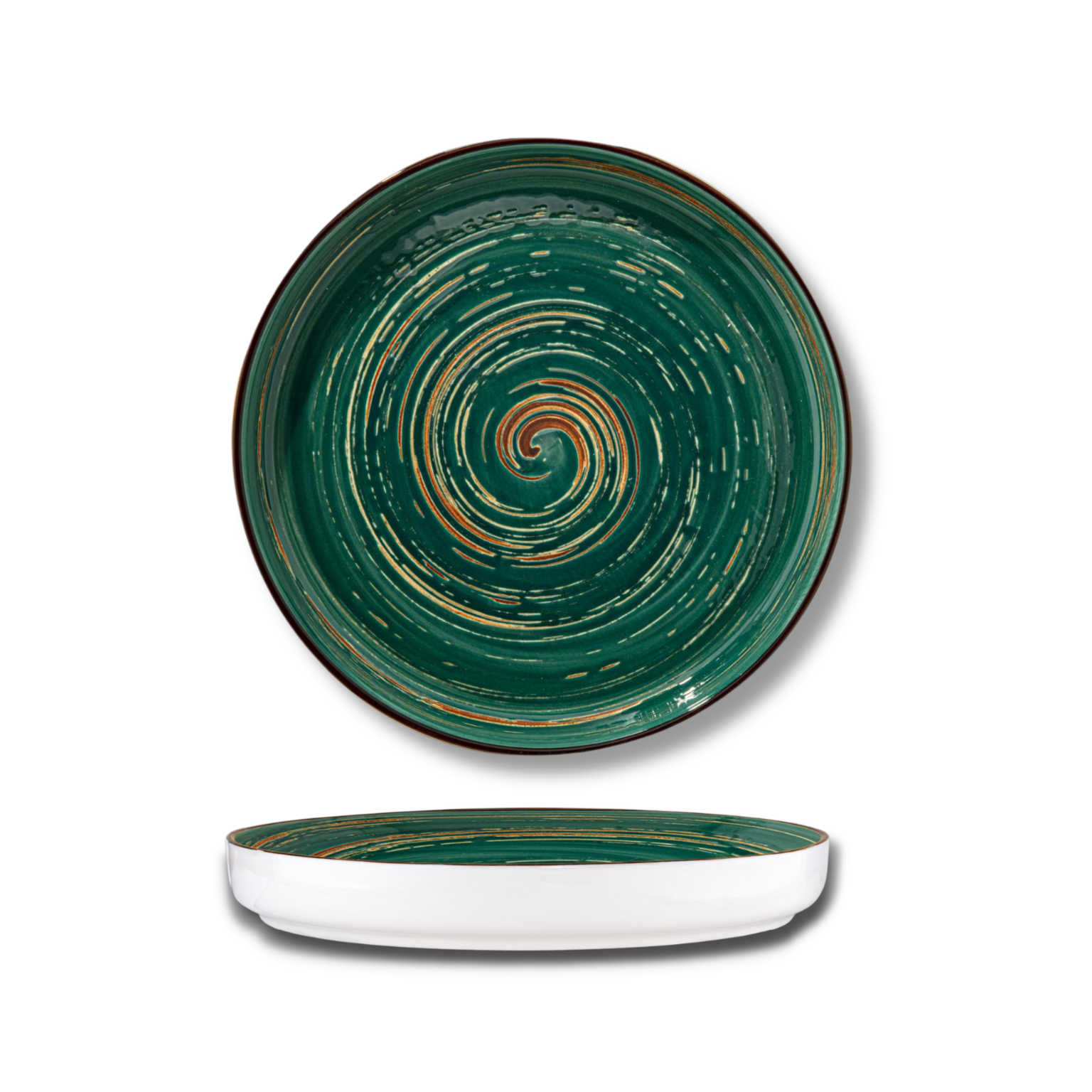 Plate with high rim green porcelain 28 cm WL-669519/A