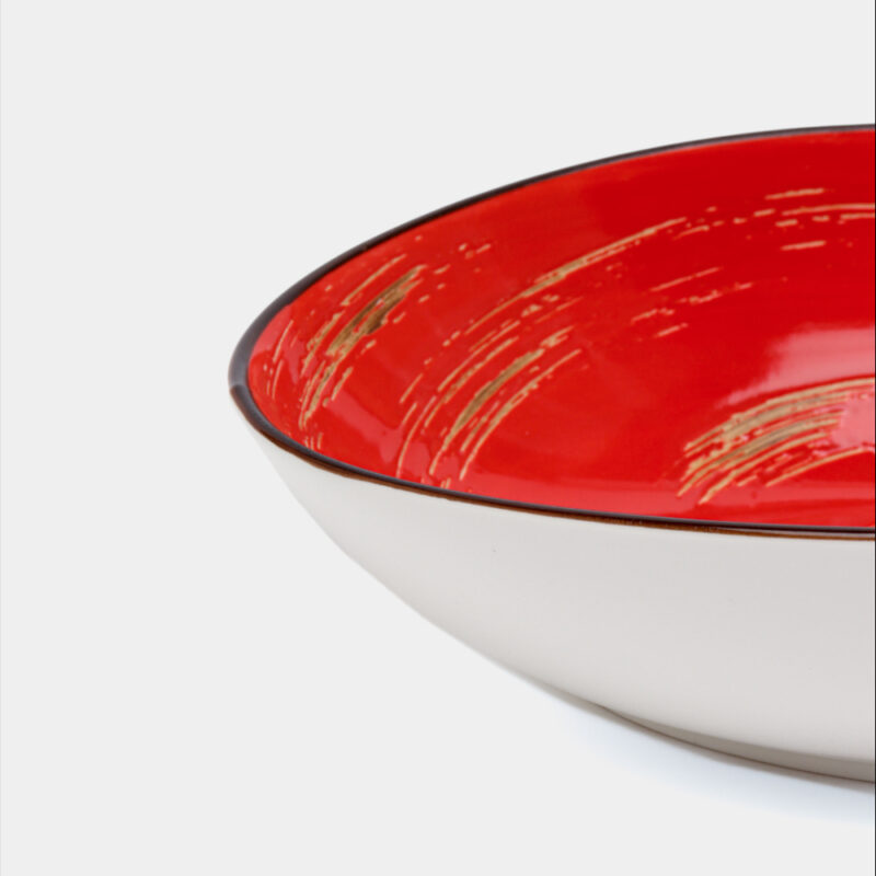 Misa sałatkowa owalna czerwona porcelanowa 30 cm WL-669241/A