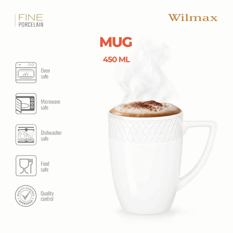 Kubek biały porcelanowy 450 ml zestaw 2 sztuki WL-880119/2C