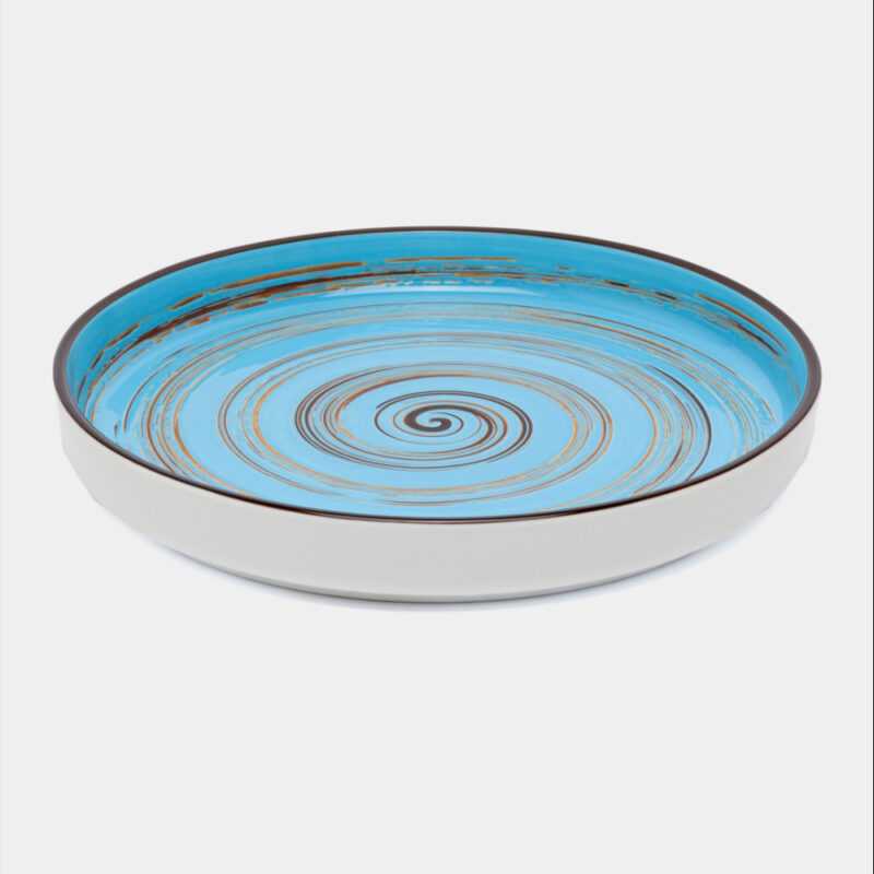 Talerz z wysokim rantem niebieski porcelanowy 28 cm WL-669620/A