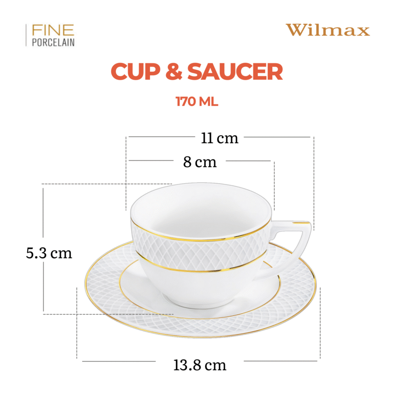 Filiżanka i spodek do kawy 90 ml biała porcelanowa ze złotym rantem WL-880102400/AB