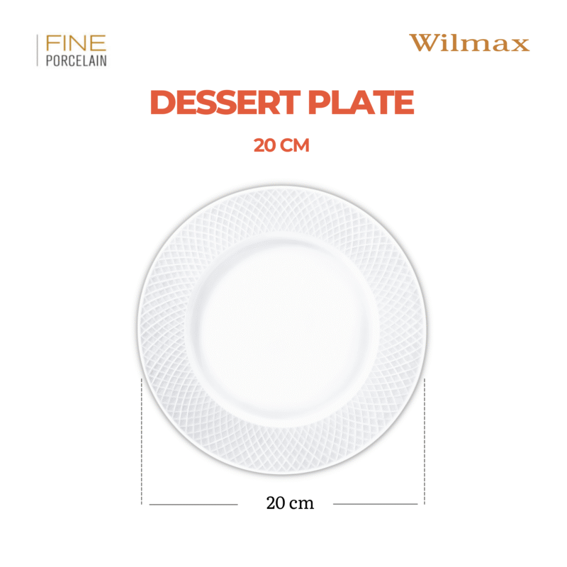 Talerz deserowy biały porcelanowy 20 cm zestaw 6 sztuk WL-880100/6C