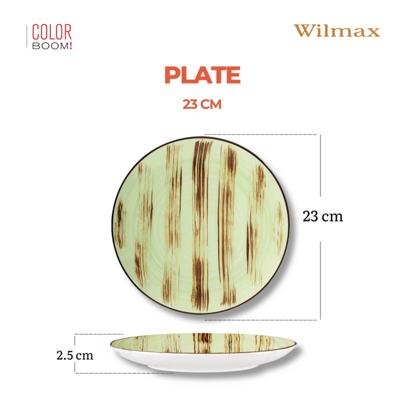 Talerz obiadowy pistacjowy porcelanowy 23 cm WL-668113/A