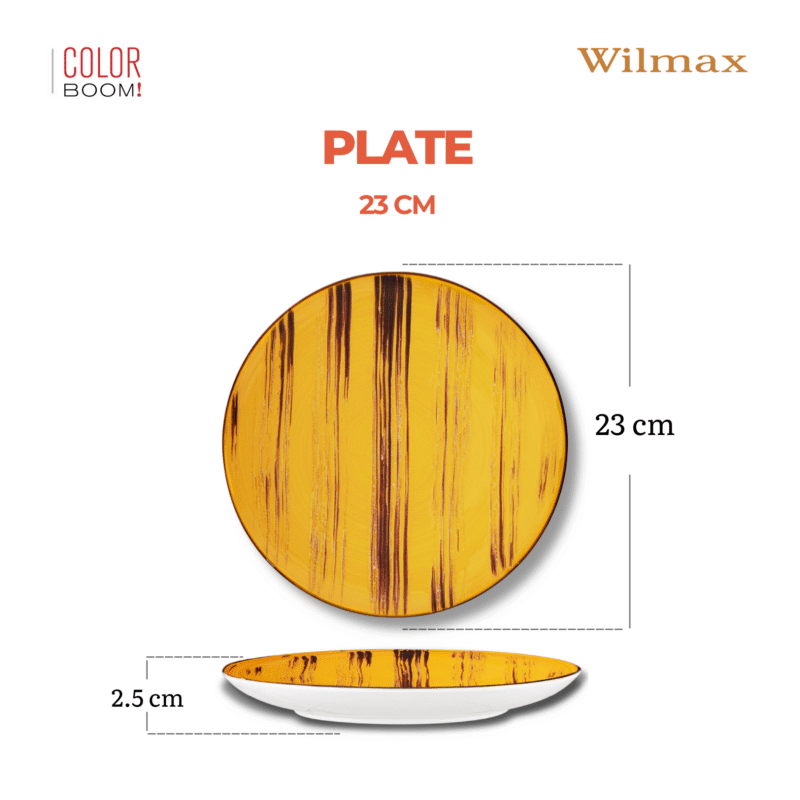 Talerz obiadowy żółty porcelanowy 23 cm WL-668413/A