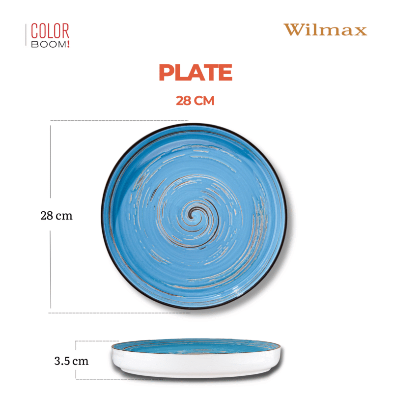 Talerz z wysokim rantem niebieski porcelanowy 28 cm WL-669620/A