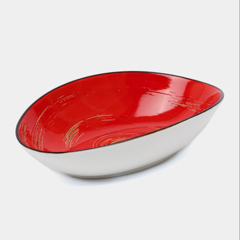 Misa sałatkowa owalna czerwona porcelanowa 30 cm WL-669241/A