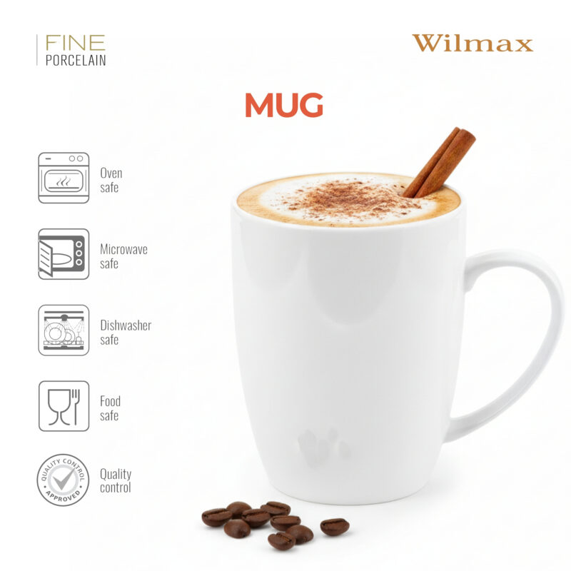 Zestaw kubków na co dzień – elegancki zestaw kubków 460 ml z porcelany