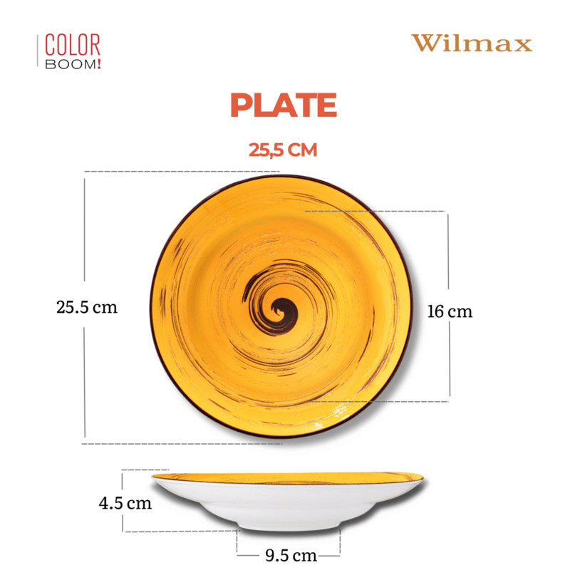 Talerz głęboki żółty porcelanowy 25.5 cm 350 ml WL-669427/A