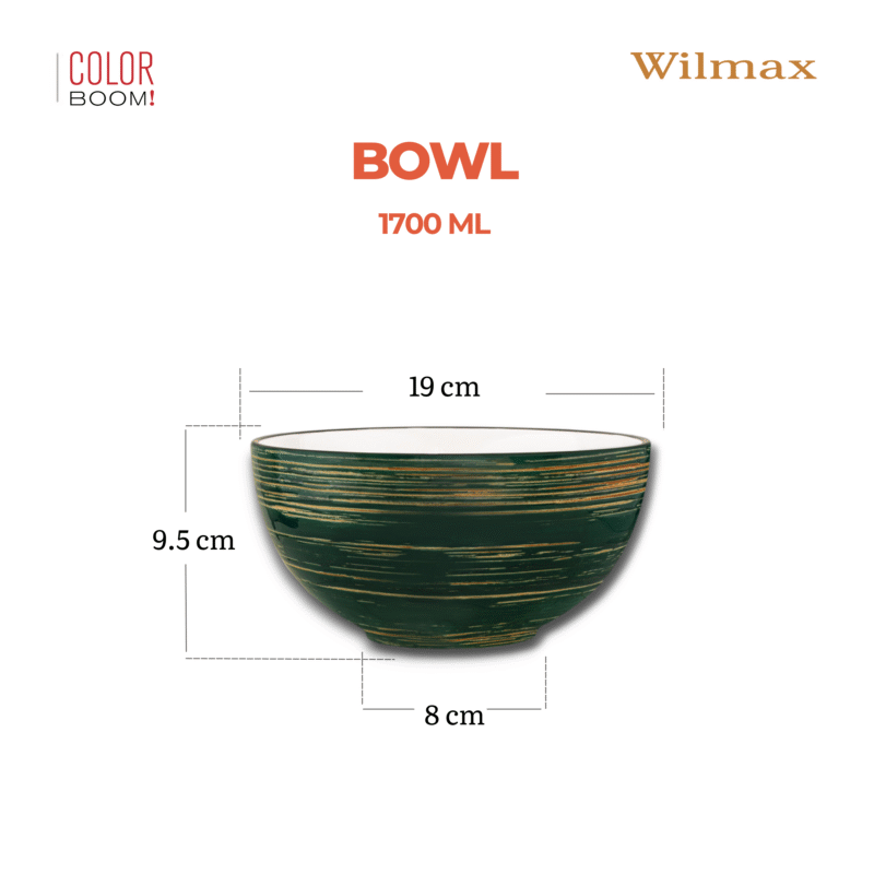 Misa sałatkowa zielona porcelanowa 19 cm 1700 ml WL-669532/A