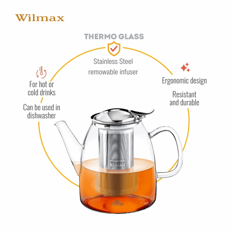 Dzbanek szklany z metalowym zaparzaczem do herbaty ze stali nierdzewnej 600 ml WL-888807/A