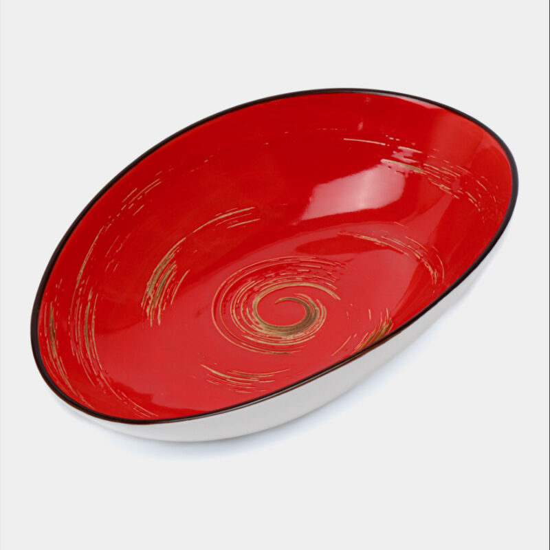 Misa sałatkowa owalna czerwona porcelanowa 25 cm WL-669240/A