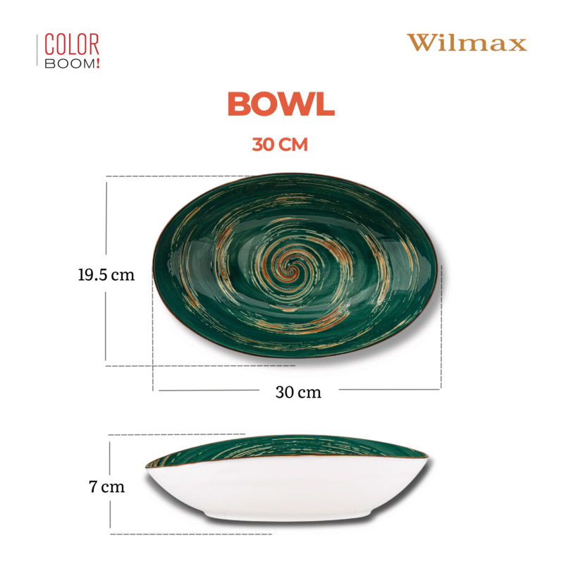 Misa sałatkowa owalna zielona porcelanowa 30 cm WL-669541/A