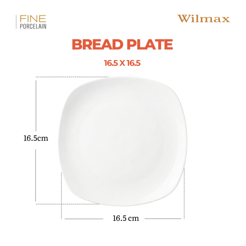 Talerz na pieczywo 16,5x16,5 cm biały porcelanowy WL-991000/A