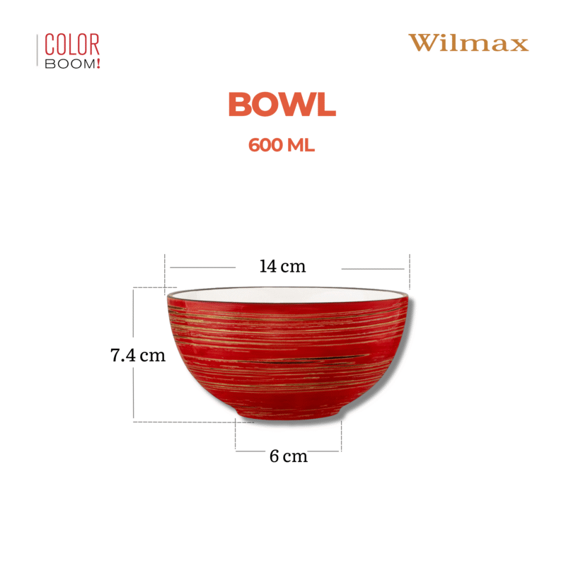 Misa sałatkowa czerwona porcelanowa 14 cm 600 ml WL-669230/A