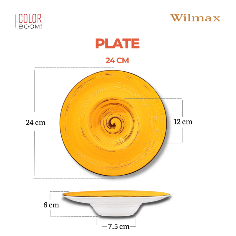 Talerz głęboki żółty porcelanowy 24 cm 200 ml WL-669425/A