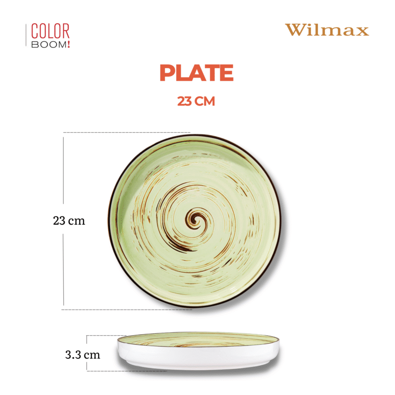 Talerz z wysokim rantem pistacjowy porcelanowy 23 cm WL-669119/A